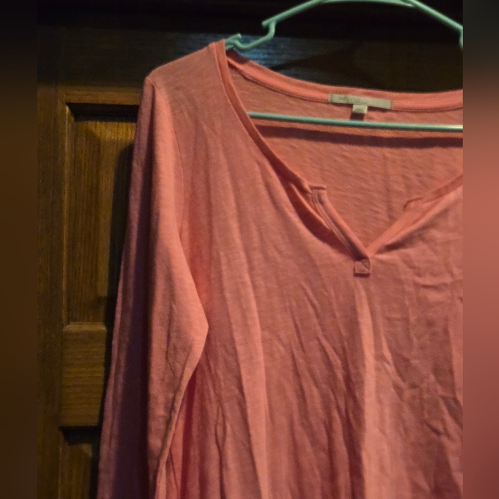 Pink V-Neck Long Sleeve Top - Picture 9 of 13